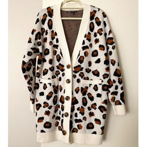 WHO WHAT WEAR Oversized Leopard Print Cardigan - XL